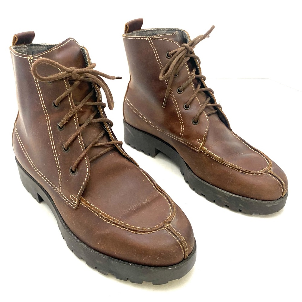 UNISA Women's Rugged Brown Leather Ankle Boots